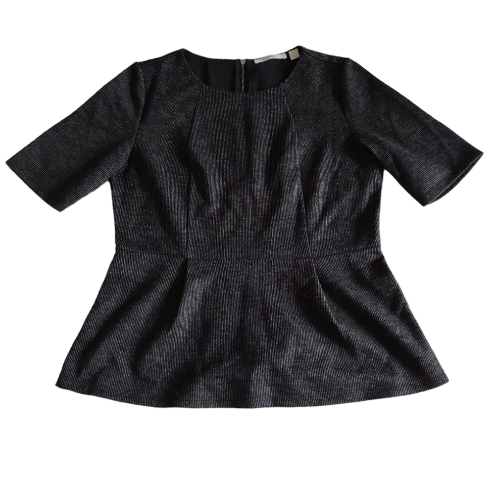 Trenery Size Small Wool Blend Short Sleeve Pleated Peplum Knit Top